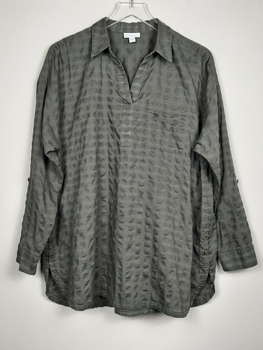 J.Jill 100% Cotton Green Long Sleeve Top Size Large